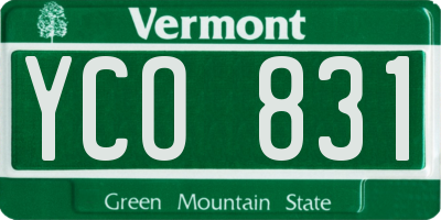 VT license plate YCO831