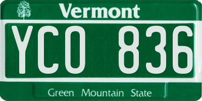 VT license plate YCO836