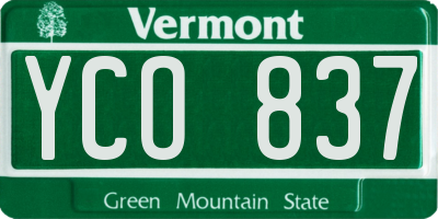 VT license plate YCO837