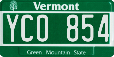 VT license plate YCO854