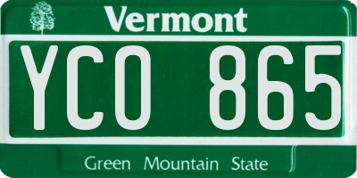VT license plate YCO865
