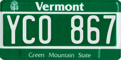 VT license plate YCO867