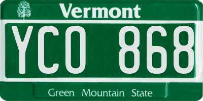VT license plate YCO868