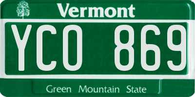 VT license plate YCO869