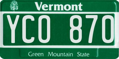 VT license plate YCO870