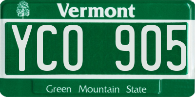 VT license plate YCO905