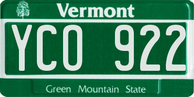 VT license plate YCO922