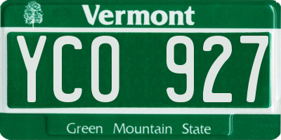 VT license plate YCO927