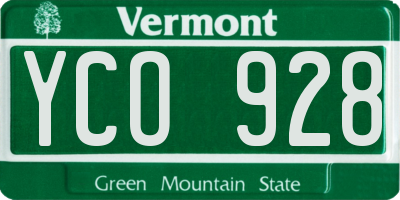 VT license plate YCO928