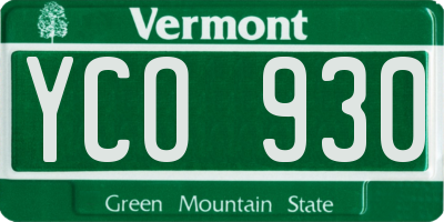 VT license plate YCO930