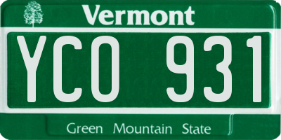VT license plate YCO931