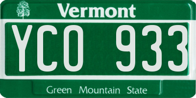 VT license plate YCO933