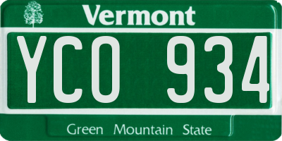 VT license plate YCO934