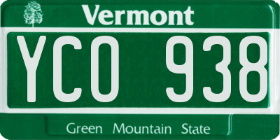 VT license plate YCO938