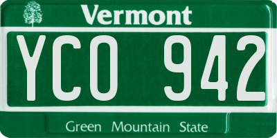 VT license plate YCO942