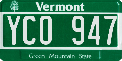 VT license plate YCO947