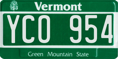 VT license plate YCO954