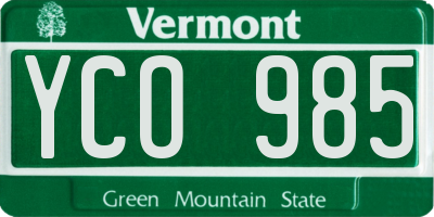 VT license plate YCO985