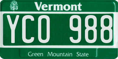 VT license plate YCO988