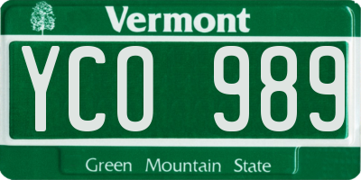 VT license plate YCO989