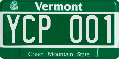 VT license plate YCP001