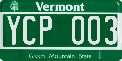 VT license plate YCP003