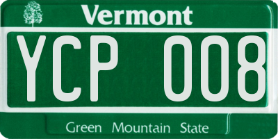 VT license plate YCP008