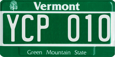 VT license plate YCP010