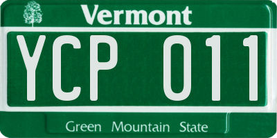 VT license plate YCP011