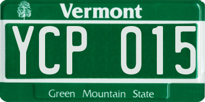 VT license plate YCP015