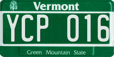 VT license plate YCP016