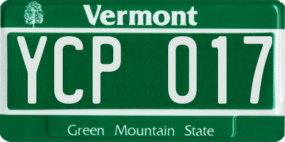 VT license plate YCP017