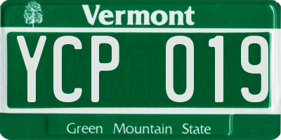 VT license plate YCP019