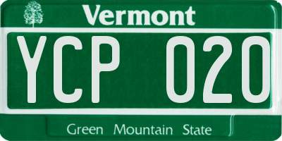 VT license plate YCP020