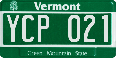 VT license plate YCP021