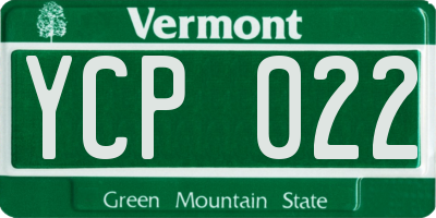 VT license plate YCP022