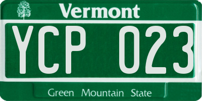 VT license plate YCP023