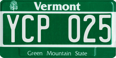 VT license plate YCP025