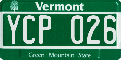 VT license plate YCP026