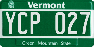 VT license plate YCP027
