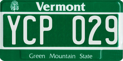 VT license plate YCP029