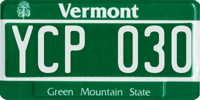VT license plate YCP030