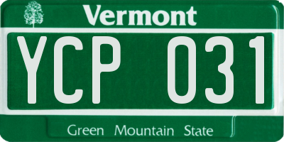 VT license plate YCP031