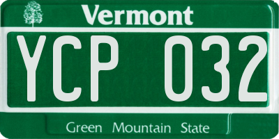 VT license plate YCP032