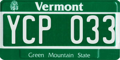 VT license plate YCP033