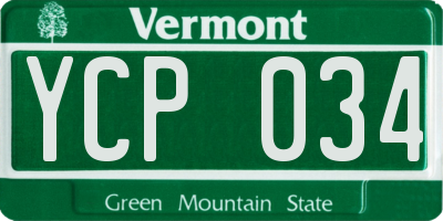 VT license plate YCP034