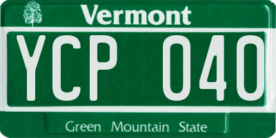 VT license plate YCP040