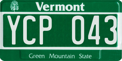 VT license plate YCP043