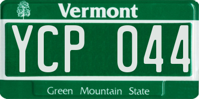 VT license plate YCP044