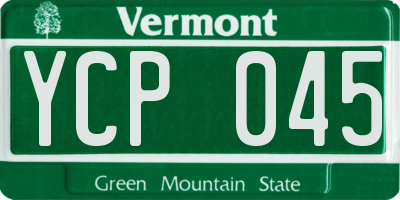 VT license plate YCP045